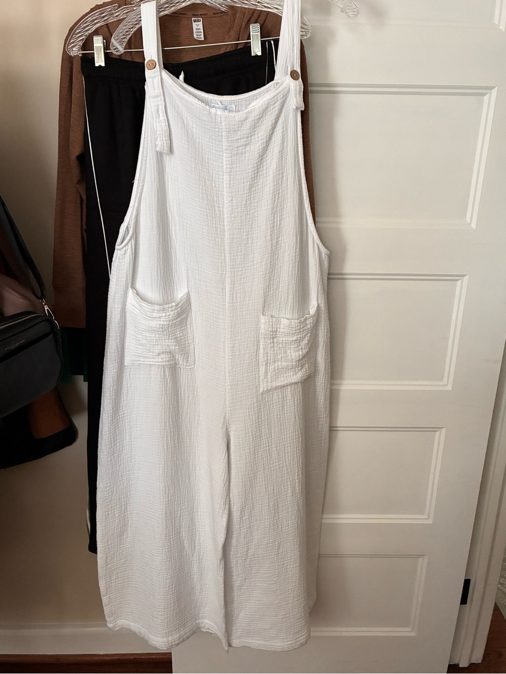 White Cotton Gauze Wide-Leg Jumpsuit